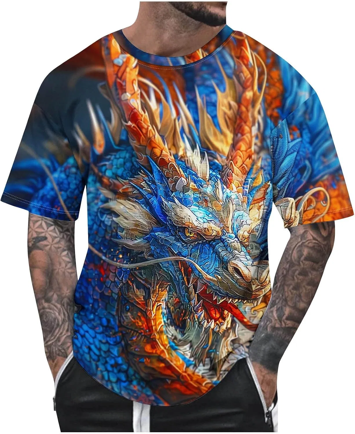 Мужская футболка с драконом Short Sleeve Tees, Multicolor