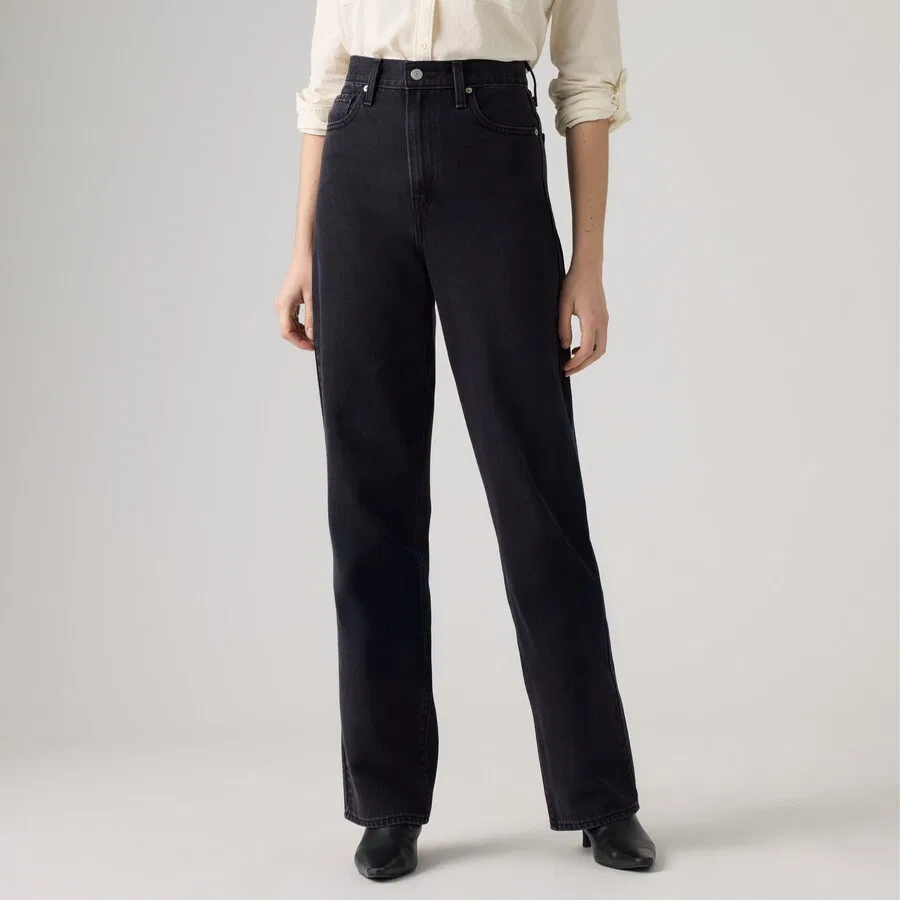 Джинсы LEVI'S Wide leg Jeans 'High Waisted Straight' черного цвета — фото 2