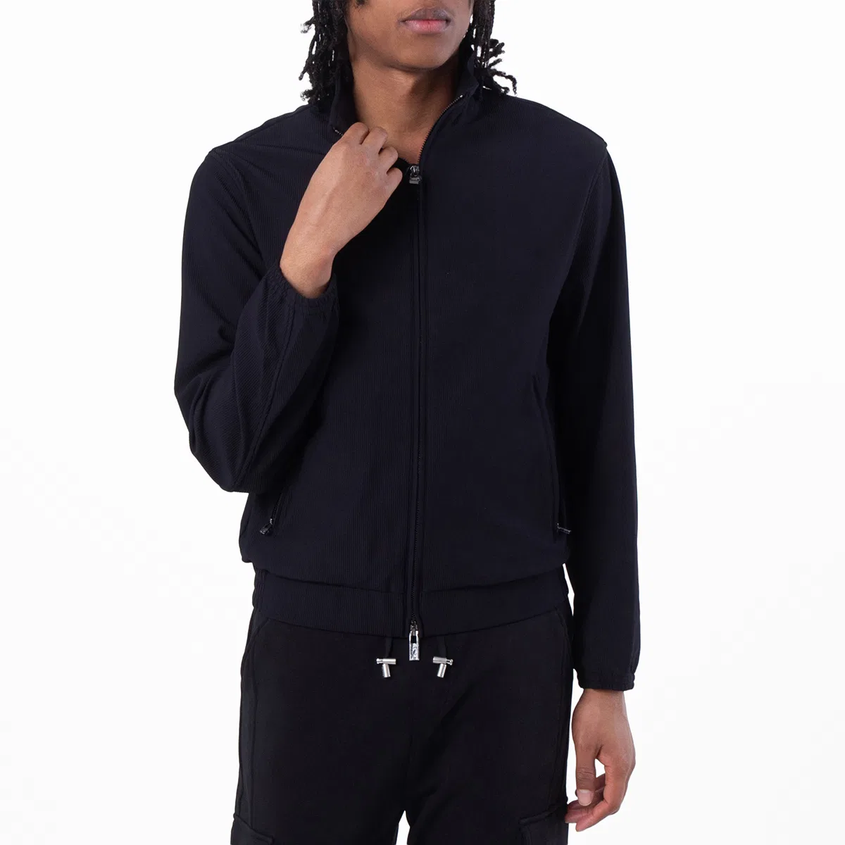 Куртка из стрейч-нейлона с эффектом каннете Louson Jacket Emporio Armani, Black Beauty