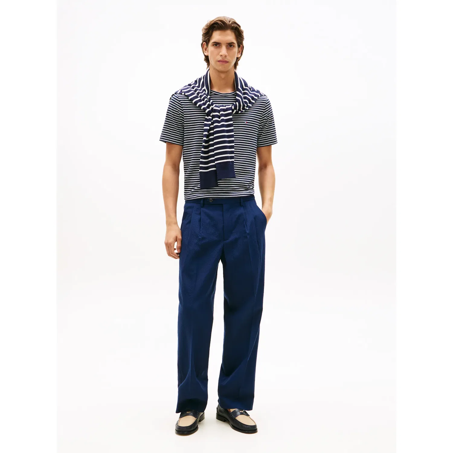 Мужская хлопковая футболка с полосками Tommy Hilfiger, Desert Sky/Ecru Stripe — фото 3