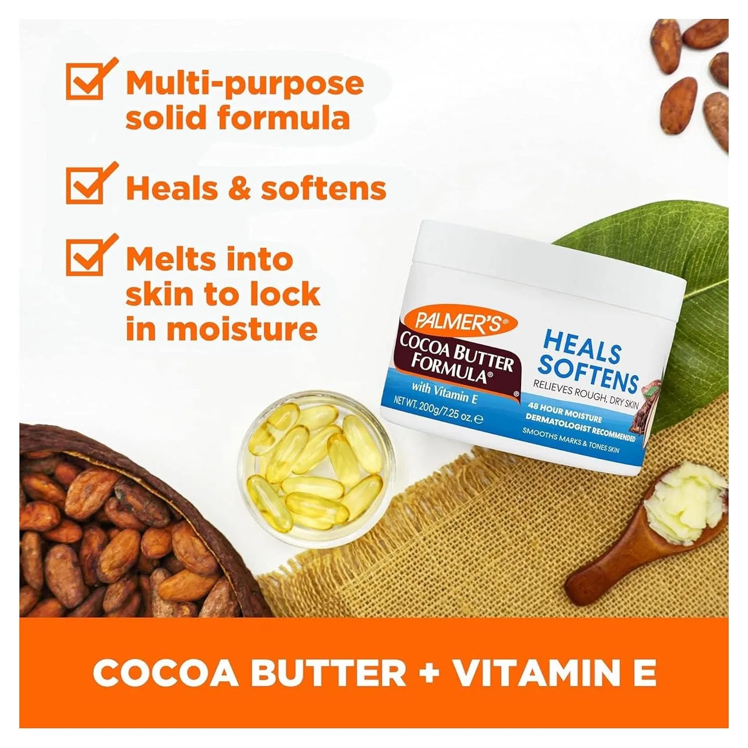 Масло-крем для тела Palmer's с витамином E, 200 г, Cocoa Butter — фото 2