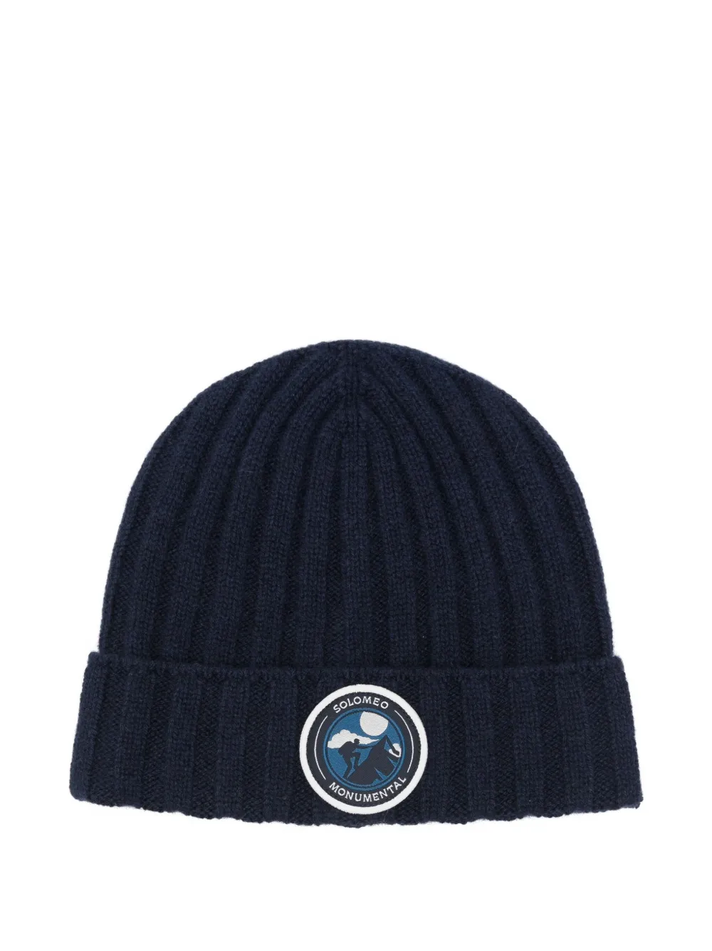 

Шапка бини в рубчик с нашивкой-логотипом Brunello Cucinelli Kids, синий