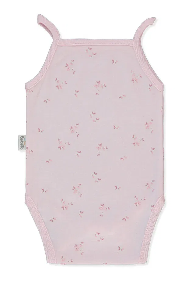 Детское боди для новорожденных с принтом Interlock corded strap bodysuit with moon print (flower garden) Bebetto, Pink — фото 2