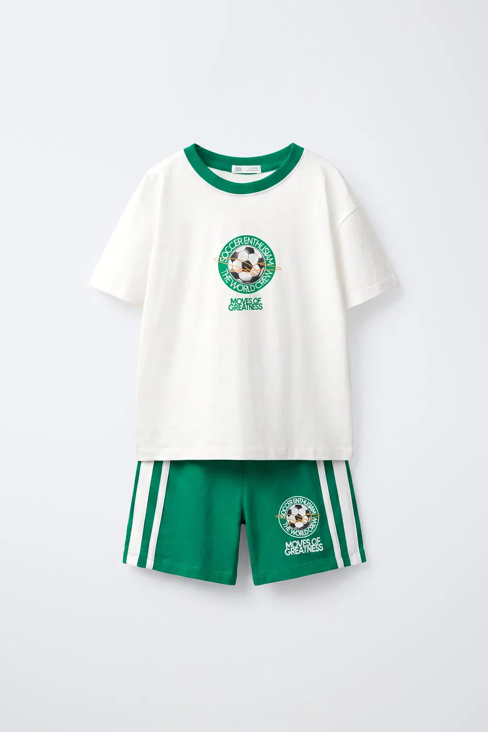 Пижама с футбольным принтом, 6-14 лет ZARA, Green