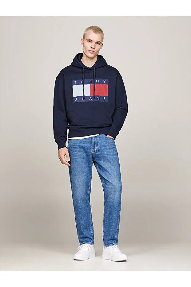 Мужские свитшот с капюшоном флисовый Tjm rlx melange flag hoodie Tommy Hilfiger, Blue — фото 2