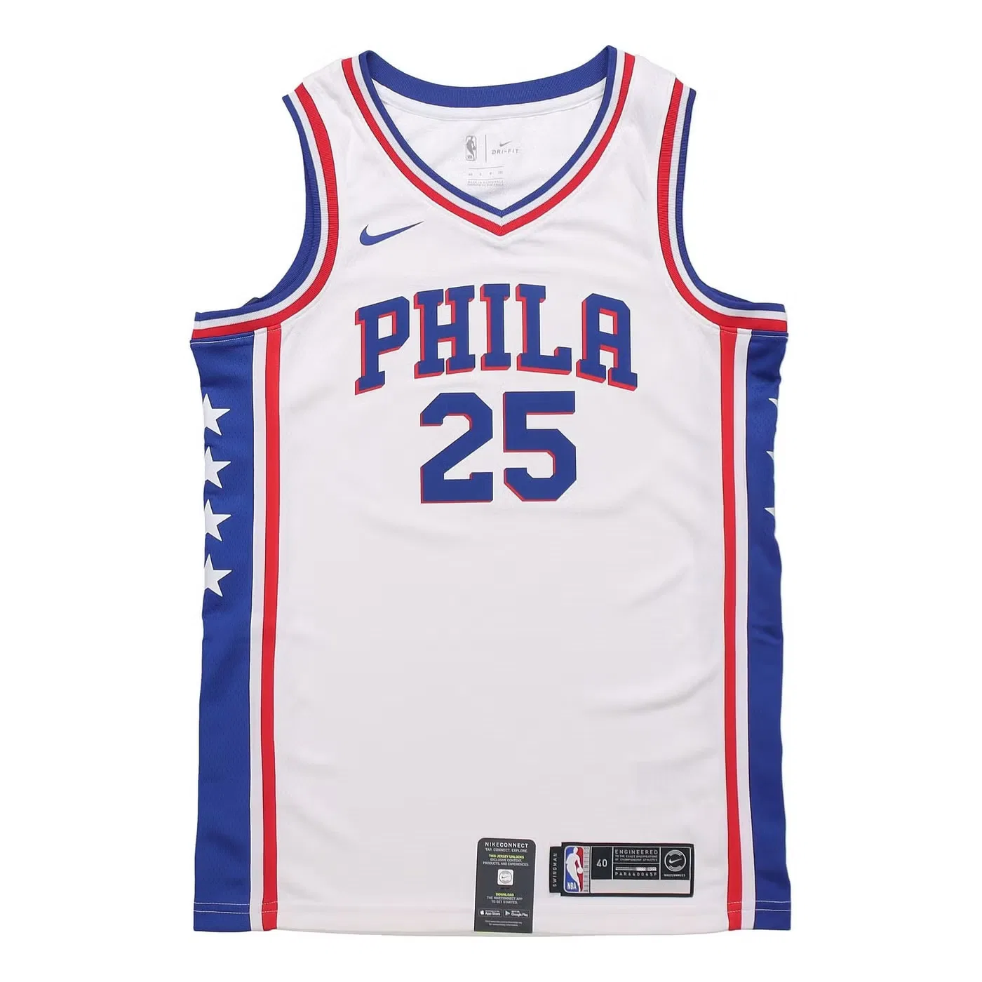 Джерси баскетбольное с номером Philadelphia 76ers Simmons Nike, белый