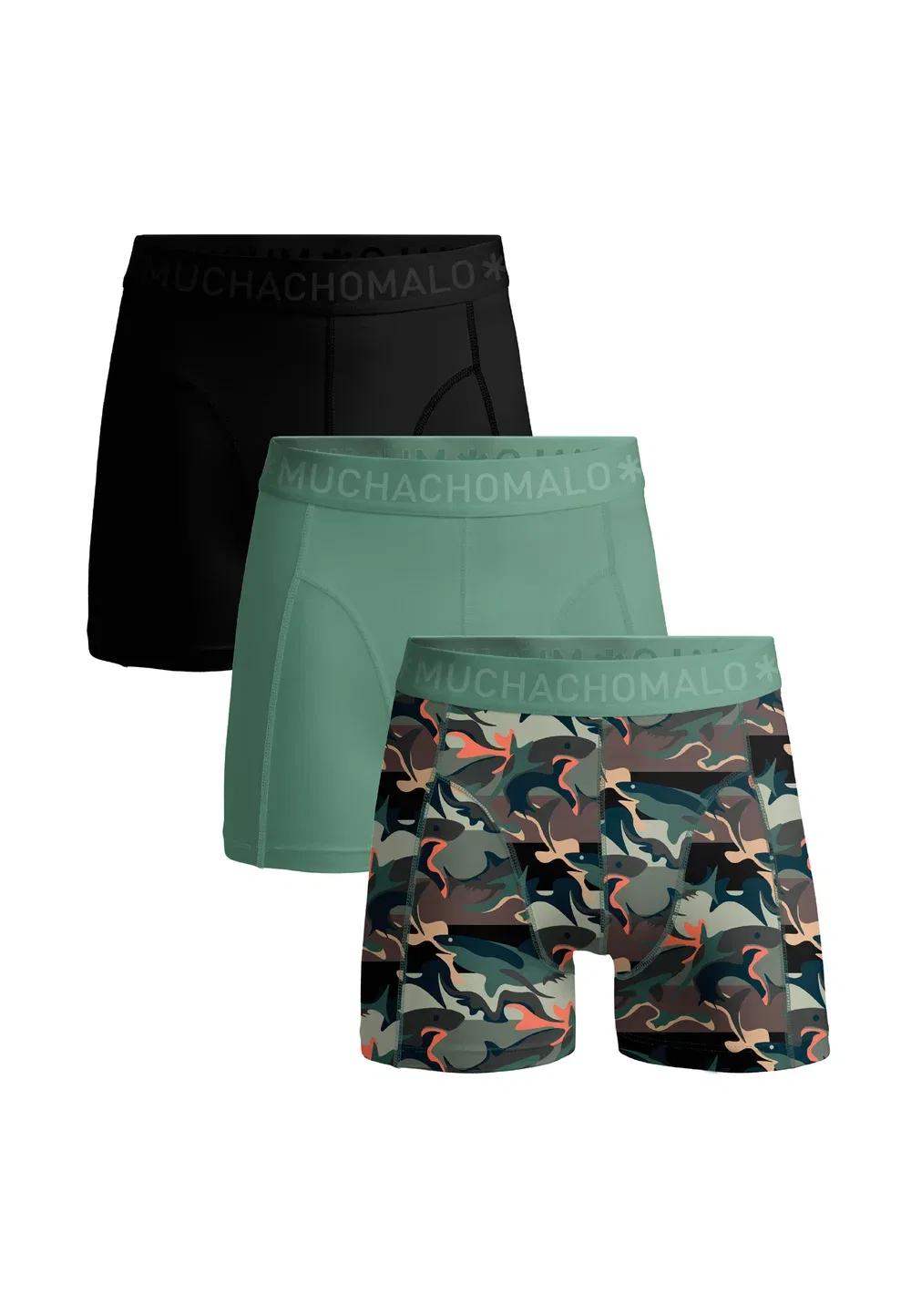 Набор из 3 однотонных футболок с принтом - в стиле хипстеров Muchachomalo, Print Green Black