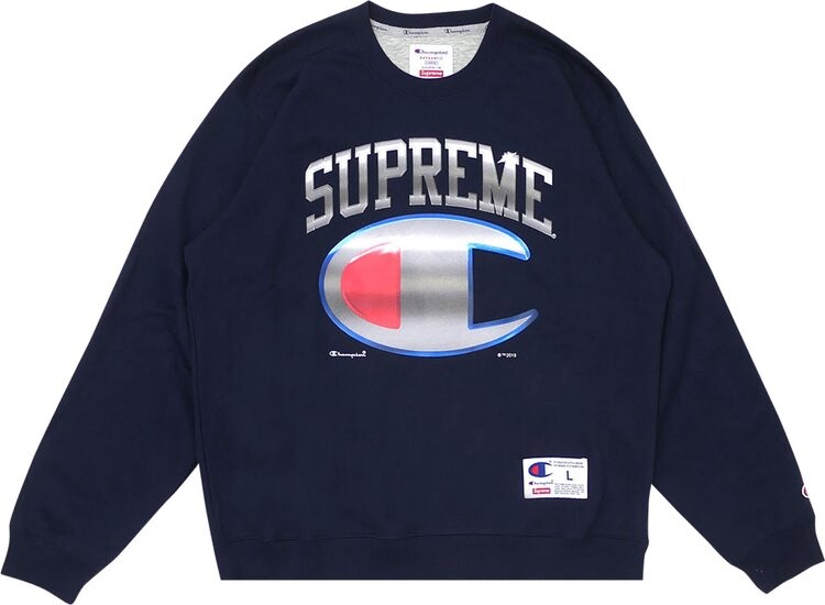 

Толстовка Supreme x Champion Chrome Crewneck 'Navy', синий