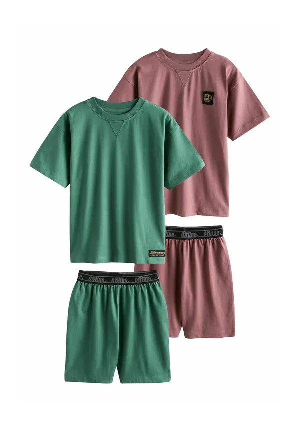Комплект пижам, хлопок, shorts pyjamas 2 pack set, Next, Pink, Green, зеленый/розовый