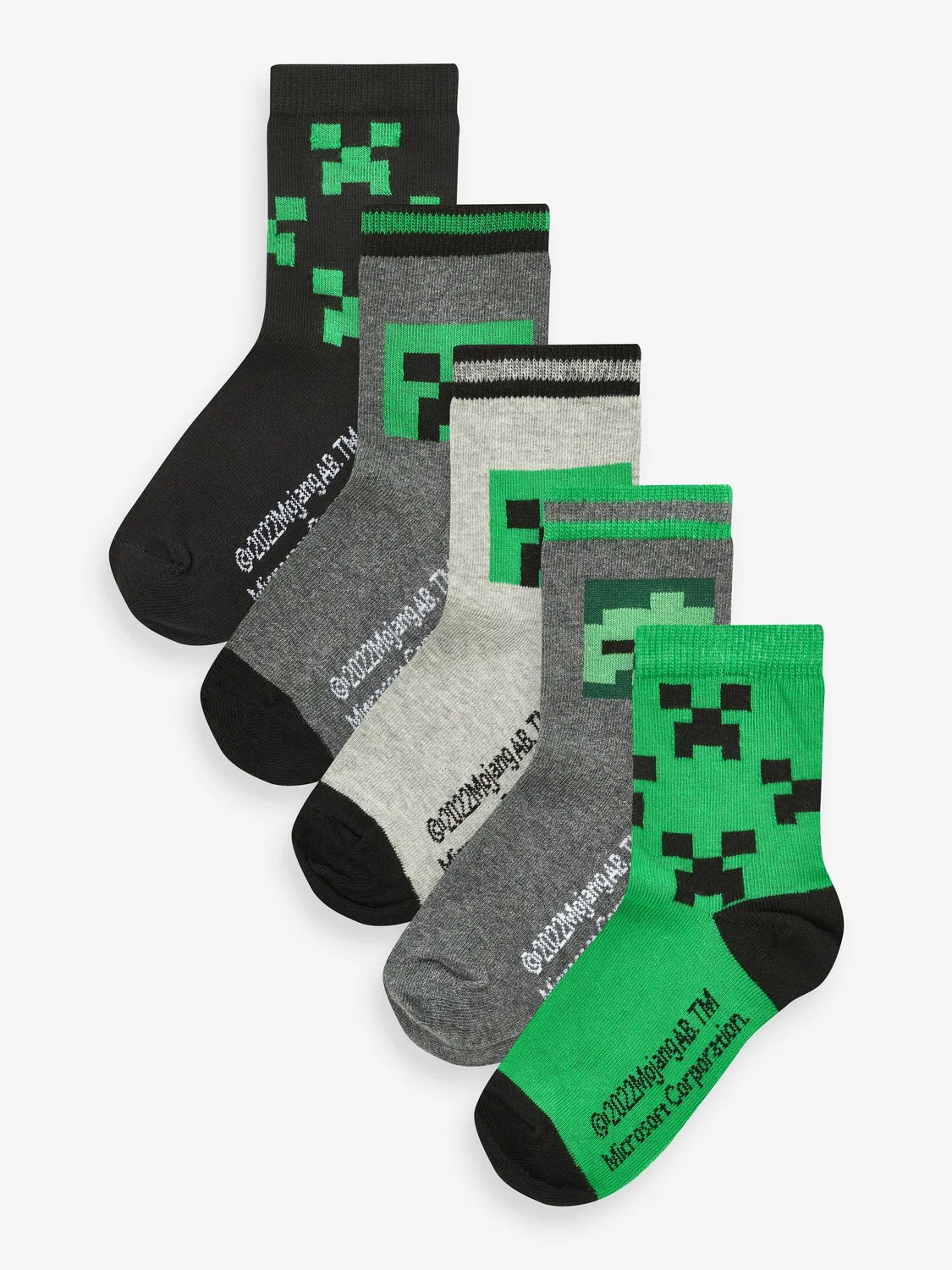 Носки, 5 пар, Minecraft Creeper Next, мультиколор
