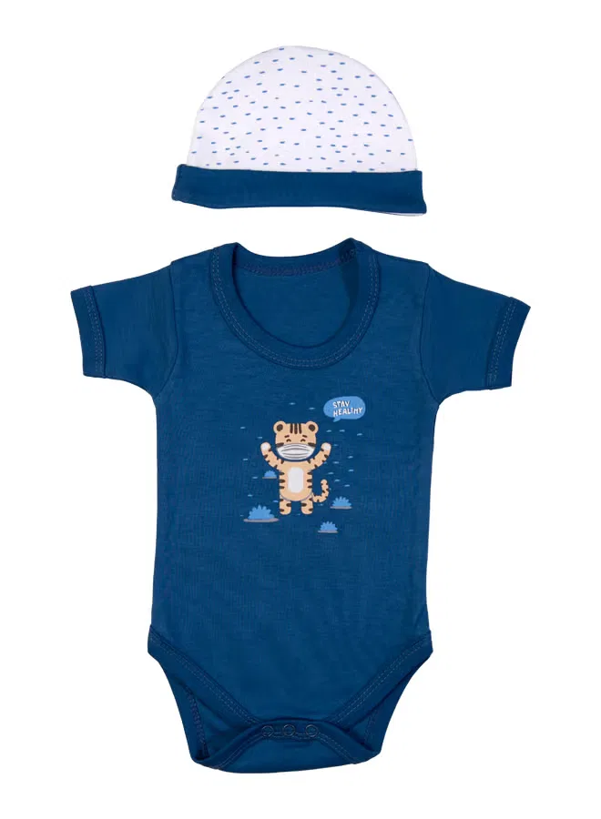 Комплект из 5 предметов хлопковый с кукольным платьем Babies Basic, голубой — фото 4