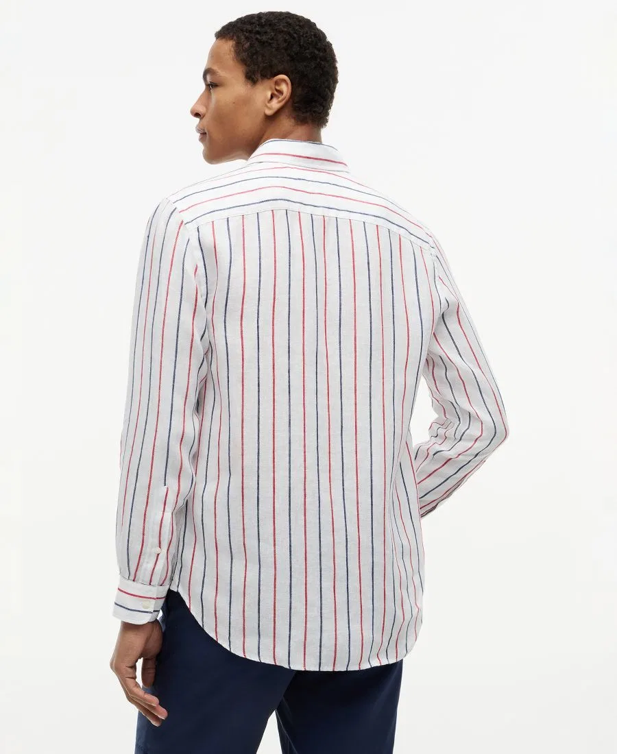 Рубашка с текстурным льняным полосатым принтом, с длинным рукавом Tommy Hilfiger, Medium Red Stripe — фото 4