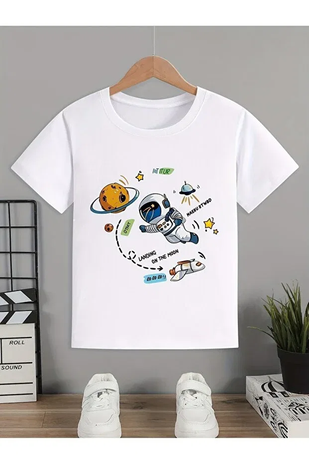 Детская футболка для мальчиков с принтом Space Printed Let'S Wear, White