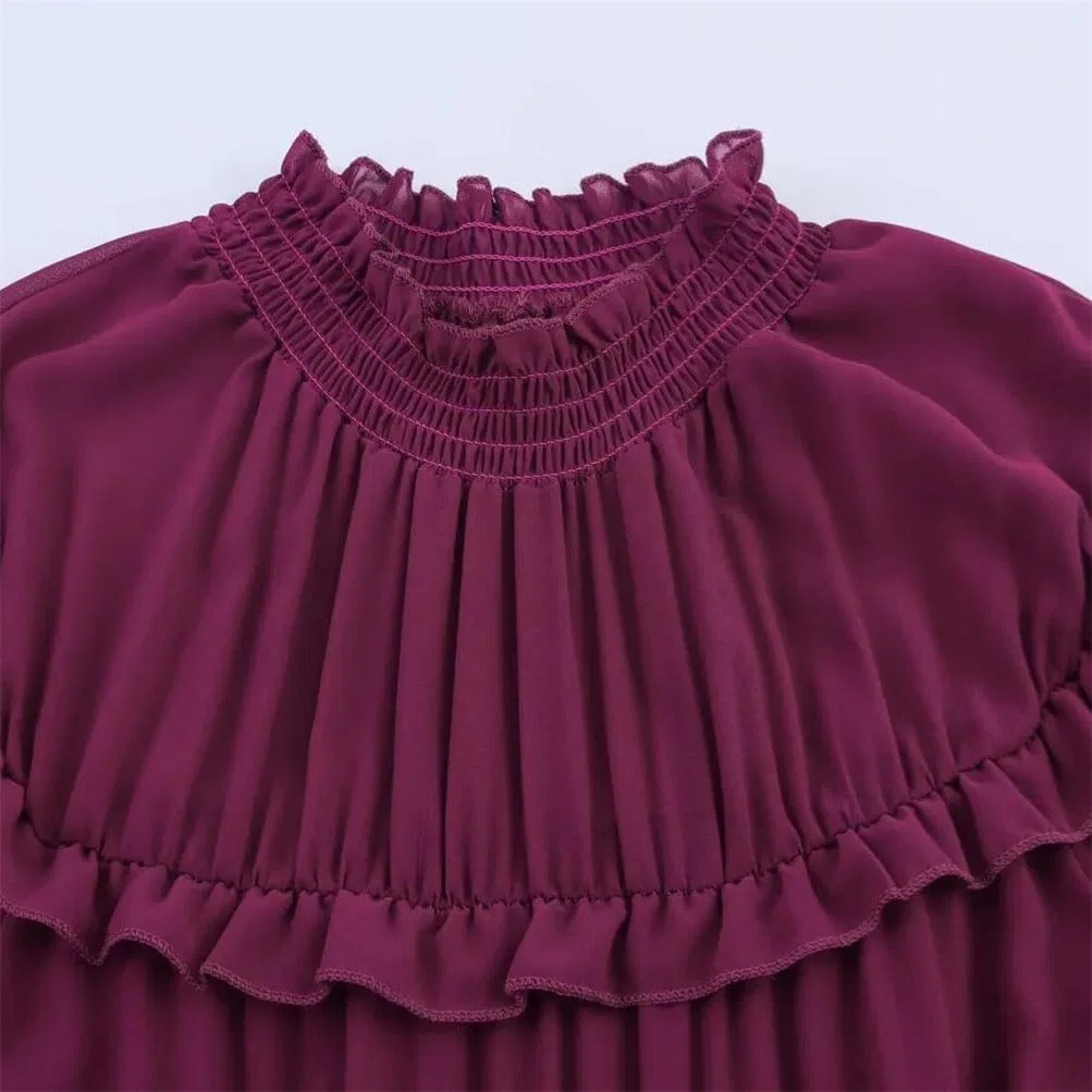 Женское платье миди свободного кроя с длинным рукавом, Purple — фото 4