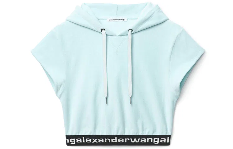 Кроп-топ с капюшоном Alexander Wang синий