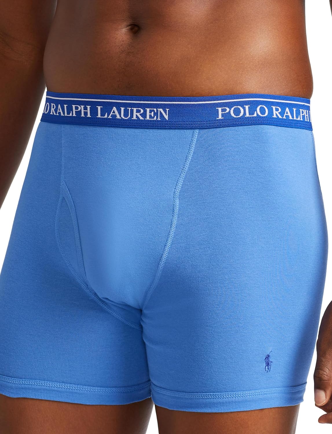 Мужские хлопковые трусы-боксеры классического кроя POLO RALPH LAUREN, плавки и удлиненные брюки,, 3 шт., Royal/Blue/Navy - 3 Pack — фото 3