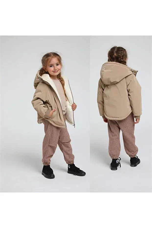 Детское пальто для девочек с капюшоном Escabel, Beige
