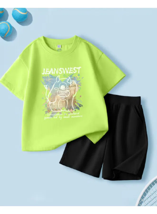 Комплект одежды летний хлопковый для мальчиков, шорты и футболка, Jeanswest, мятный