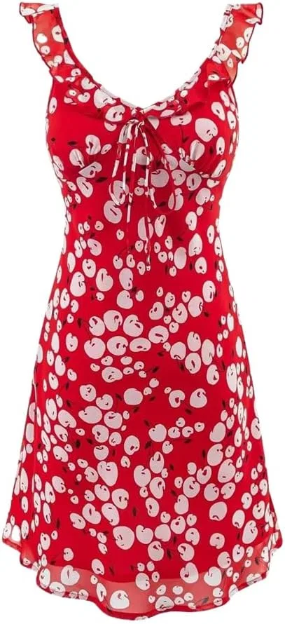 Женское летнее шифоновое платье миди Fit and Flare, Red