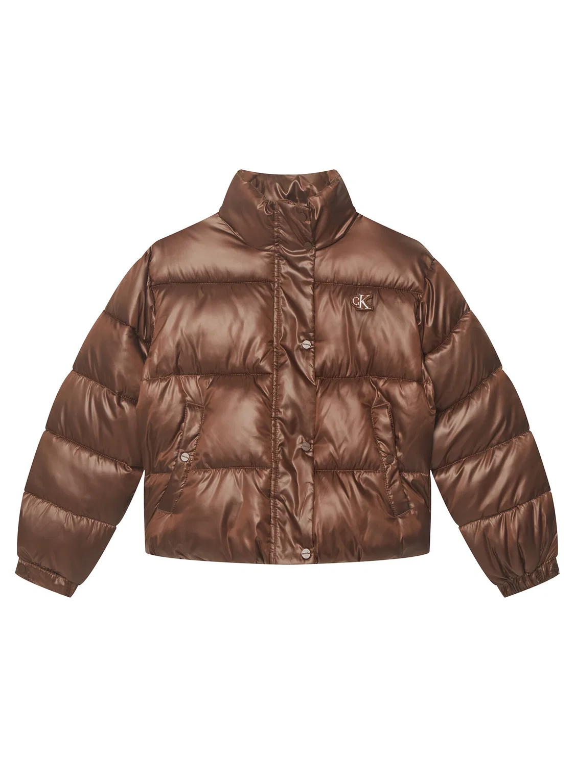Демисезонная куртка стандартного кроя для девочки Minime Shiny Short Puffer Calvin Klein Jeans, коричневый