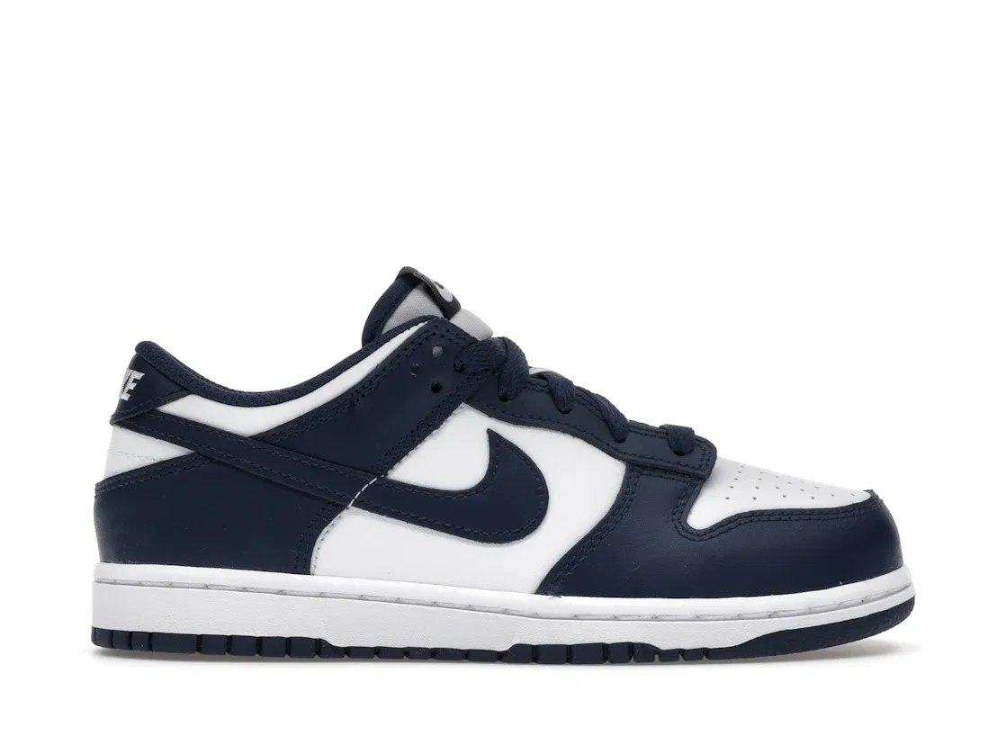 Детские кроссовки для мальчиков и девочек Nike Dunk Low, White/Midnight Navy