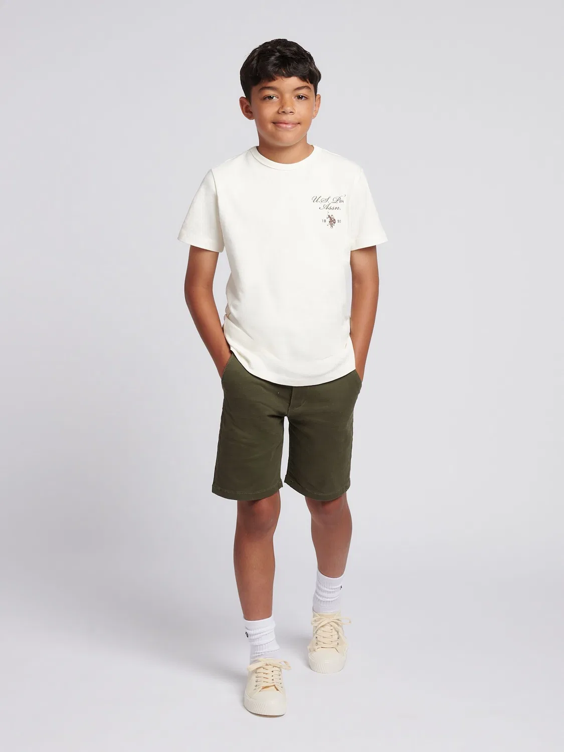 Шорты классические чинос U.S. Polo Assn, зеленый — фото 3