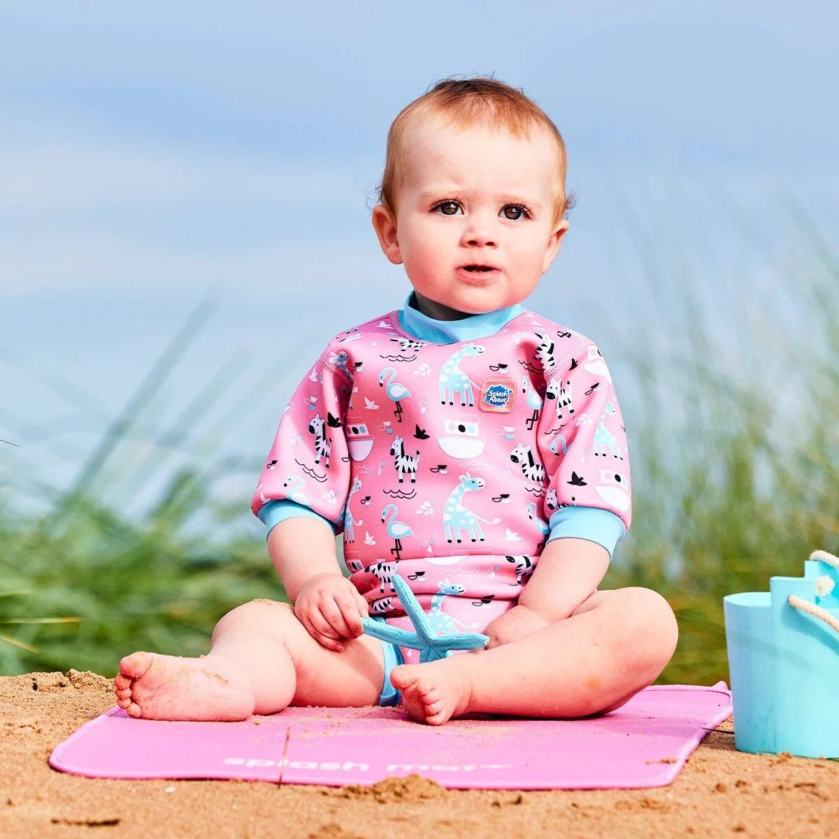 Детский плавательный костюм для девочек с принтом Happy Nappy Nina's Ark, Splash About, Hellrosa Hellblau — фото 3