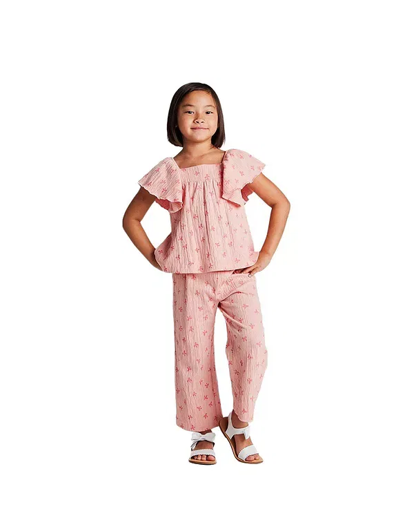 Детский комплект из топа и брюк с воланами на рукавах модель Pink Bows Andy & Evan, Pink Bows — фото 3