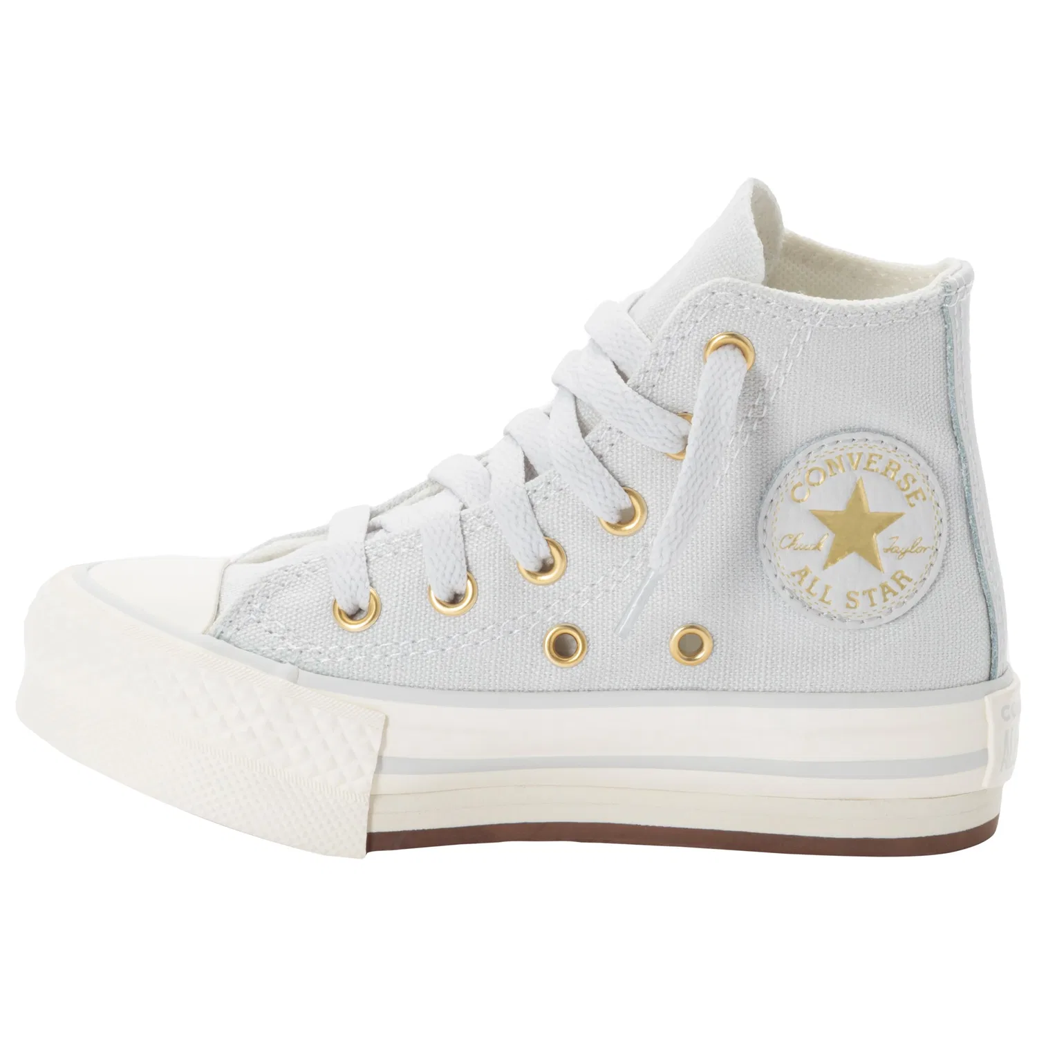 Детские кроссовки на шнуровке Converse, Barely Grey/Egret/Gold — фото 2