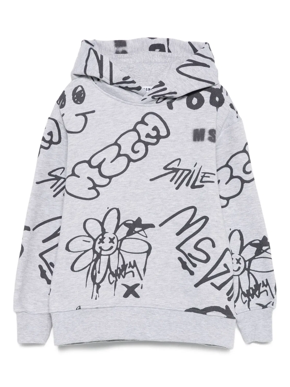 Худи с граффити-принтом MSGM, серый