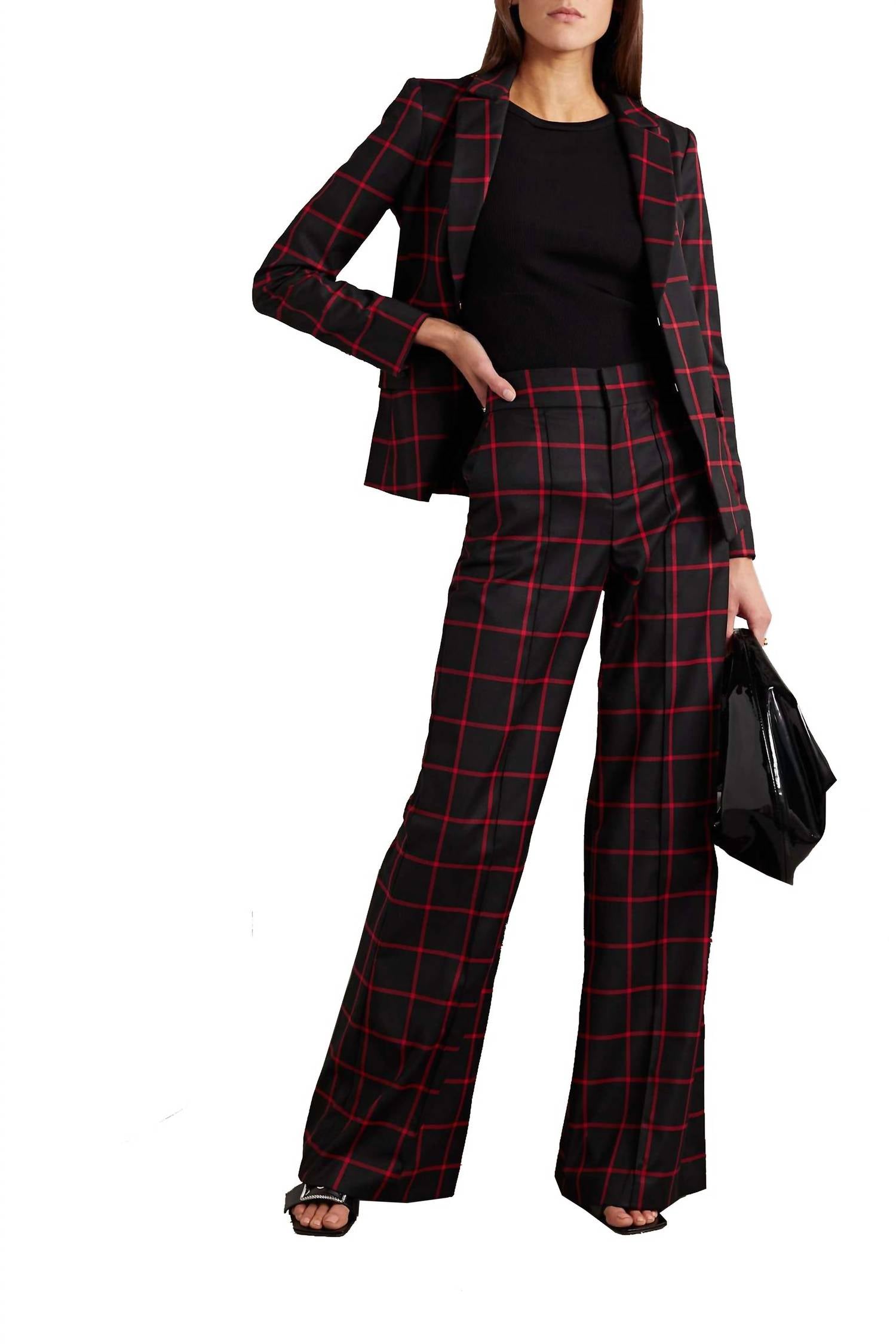 

Блейзер Mya Notch Collar Twill Black/Perfect Ruby alice + olivia