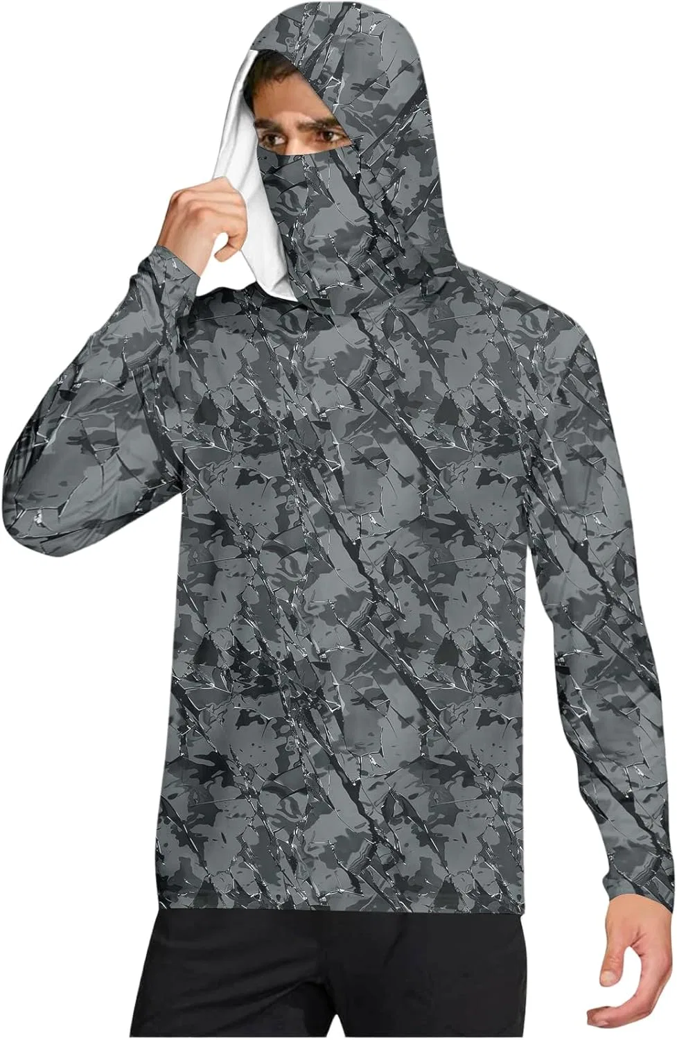 Мужская футболка с капюшоном и маской UPF 50+, 02-dark Gray