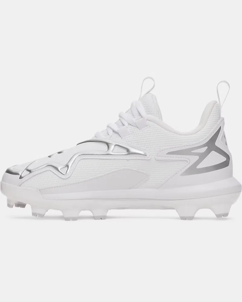 Бейсбольные бутсы для мальчиков с литой подошвой TPU UA Harper 11 TPU Jr. UnderArmour, White/Metallic Silver — фото 2