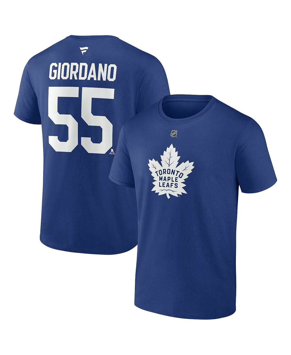 Мужская футболка mark giordano blue с надписью toronto maple leafs authentic stack name & number Fanatics, синий - фото