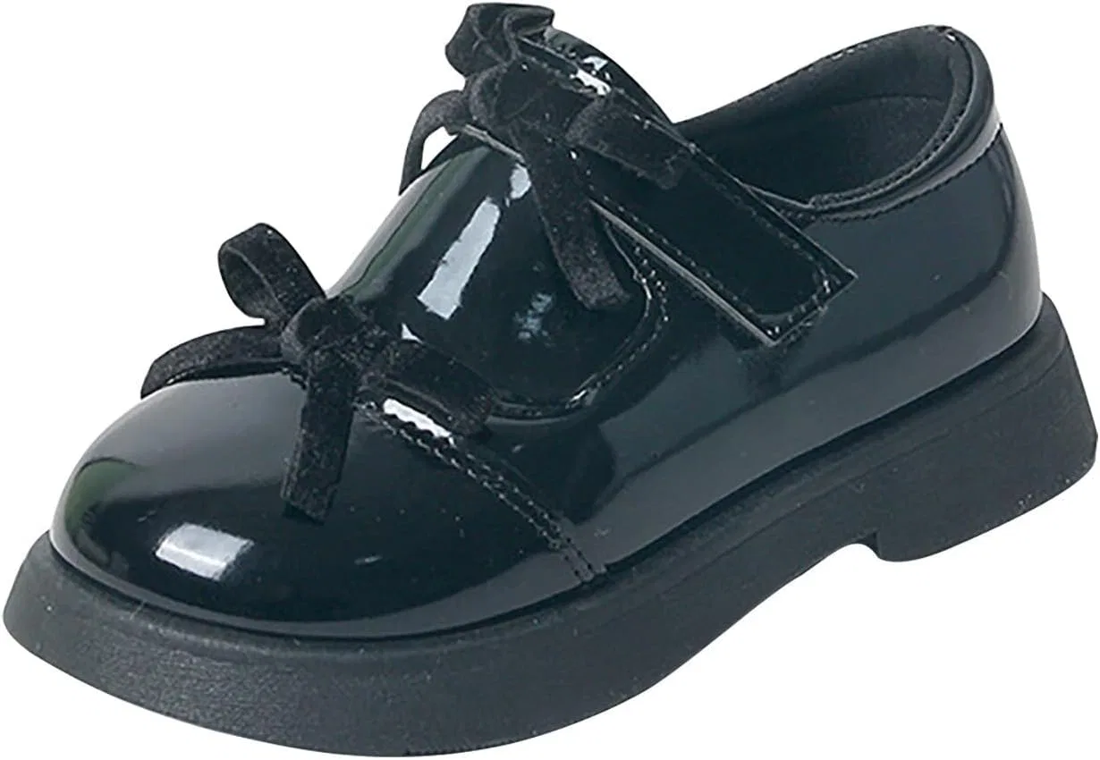 Детские туфли для девочек с бантом, модель Princess Mary Jane Ballerina Flats, Black