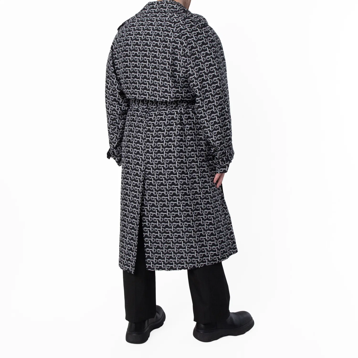 Плащ из шёлка с поясом Long Silk Belted Trench Coat Burberry, Silver/Black — фото 3