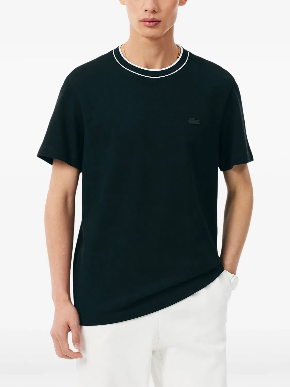 Футболка зеленая с контрастной отделкой Lacoste, зеленый