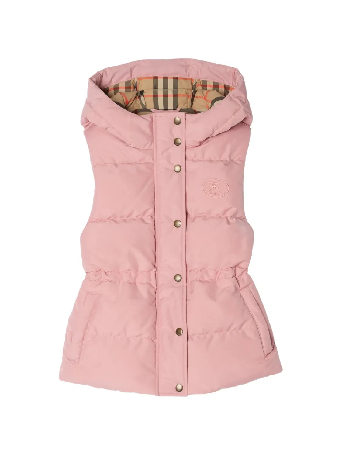 Пуховая куртка со съемными рукавами Burberry Kids, розовый — фото 4
