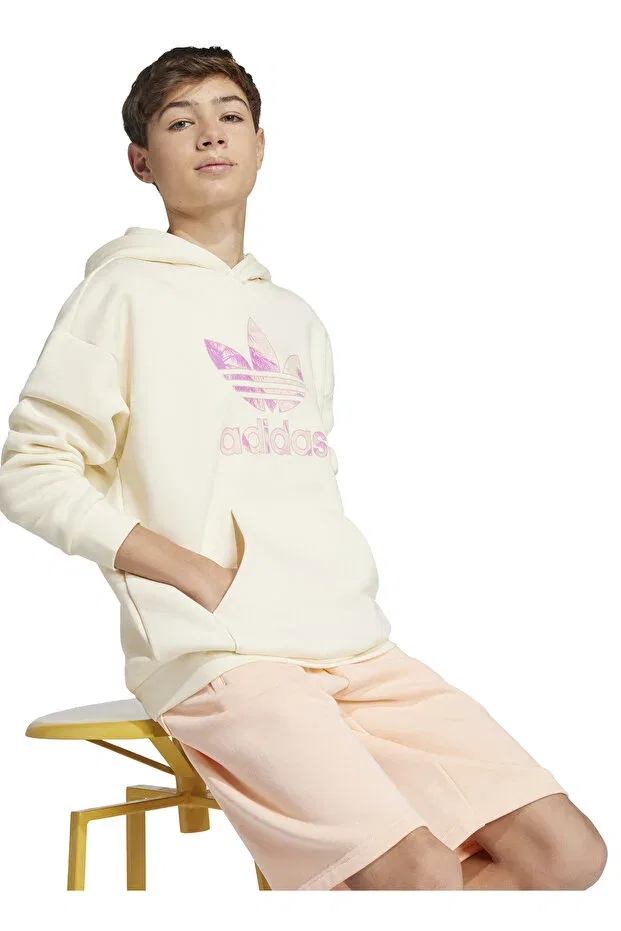 Детское худи для девочек с принтом Adidas, Nude Color — фото 3