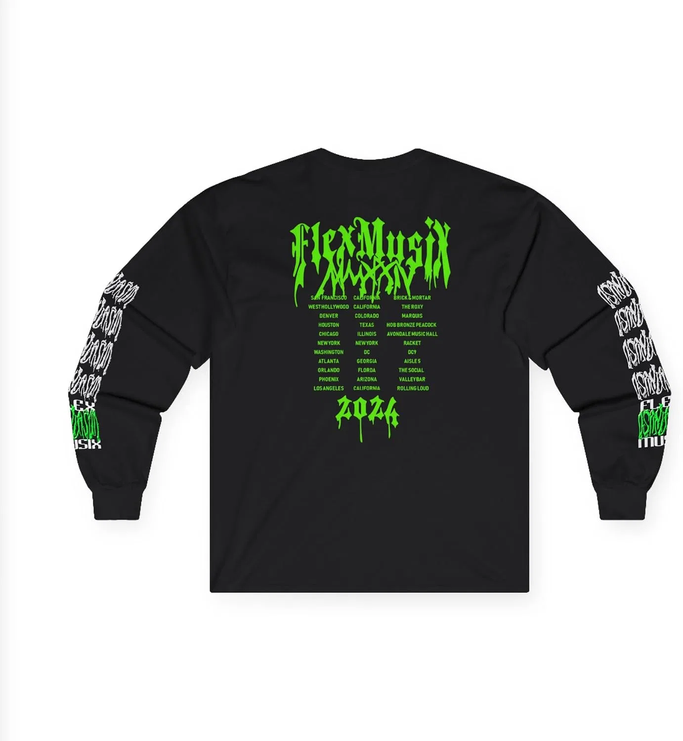 Женская футболка с длинным рукавом Flex Musix Album Tour Merch, Black — фото 2