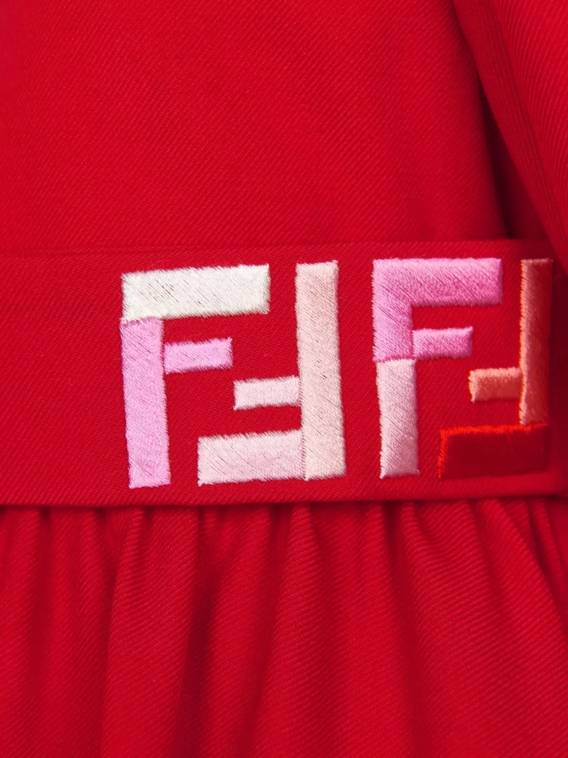 Платье-макси с поясом и длинными рукавами FENDI, красный — фото 4