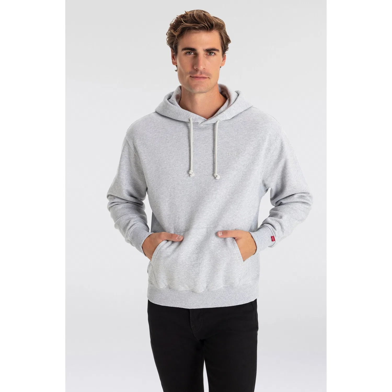 Мужской худи свободного кроя с капюшоном The Authentic худи Levi's, Light Gray — фото 2