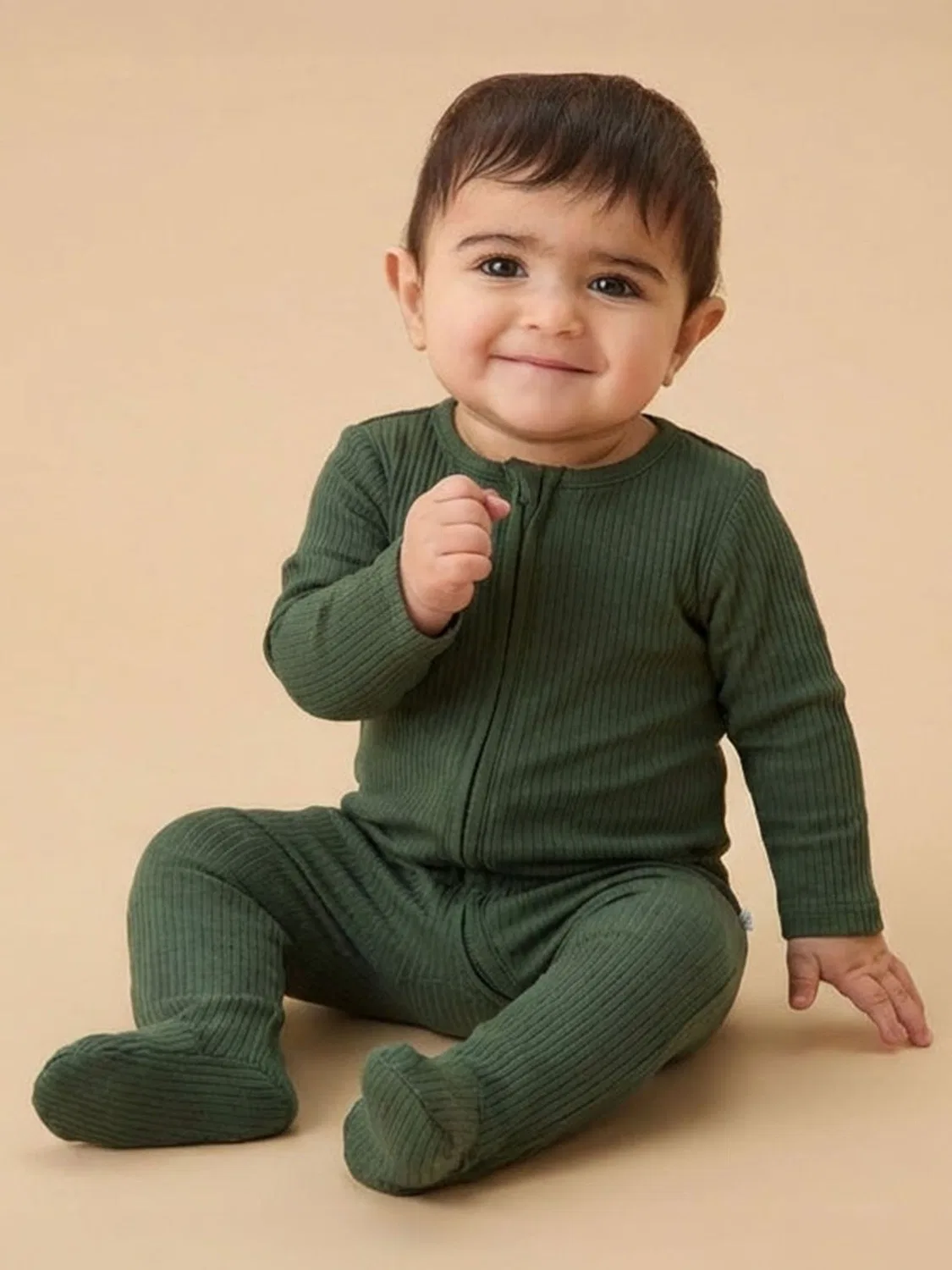 Комбинезон Ribbed Clever Zip Sleepsuit Mori, Pine Green