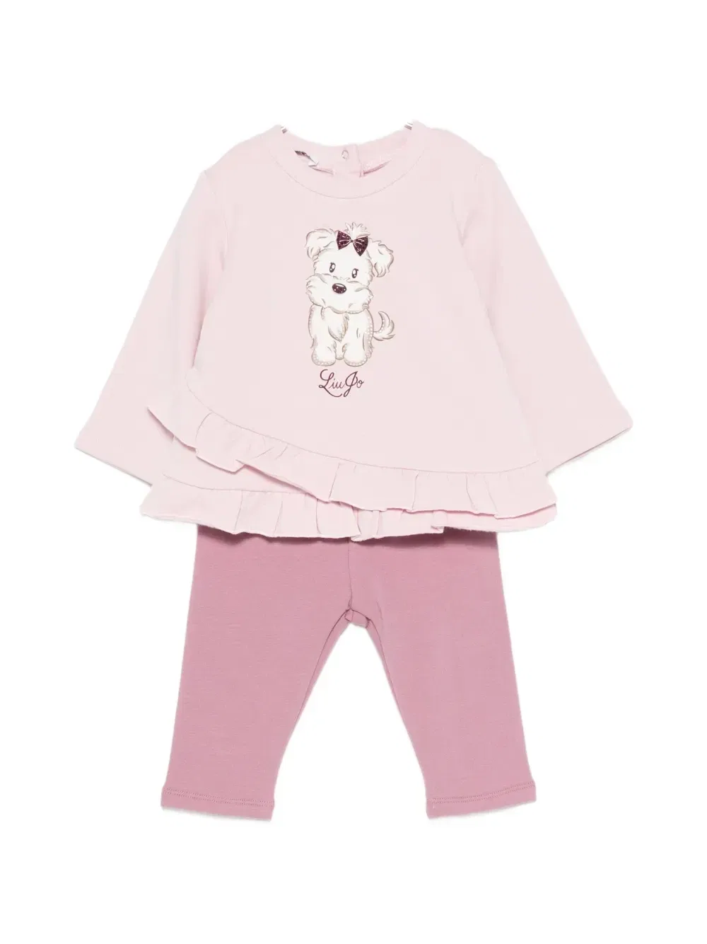 Комплект из брюк с рюшами и принтом с собаками Liu Jo Kids, розовый