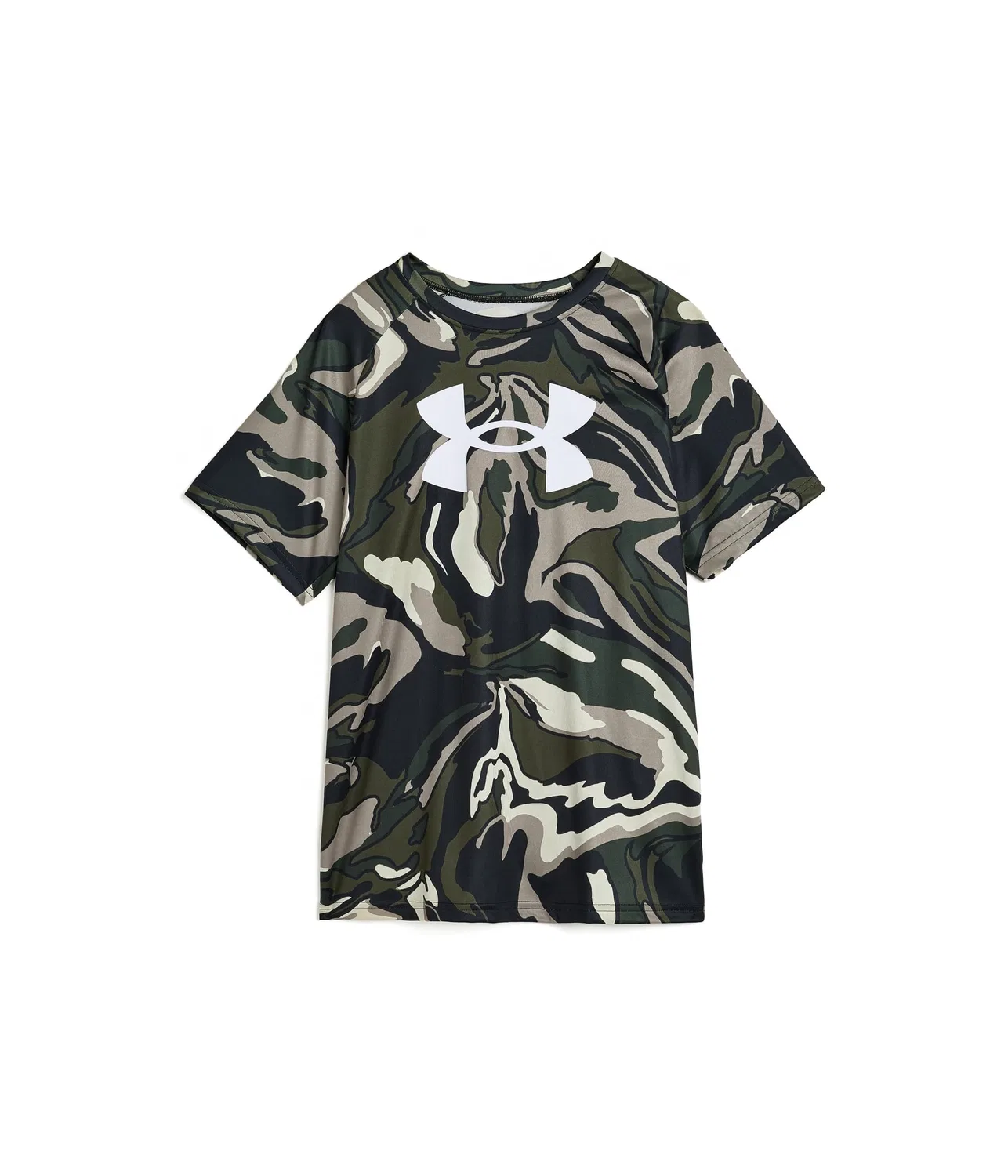 Футболка с коротким рукавом и большим логотипом Tech (для детей постарше) Under Armour Kids, Marine OD Green/White
