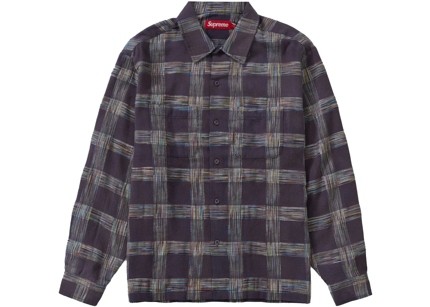 Мужская рубашка с принтом в клетку Supreme Woven Plaid Shirt, цвет Washed Navy