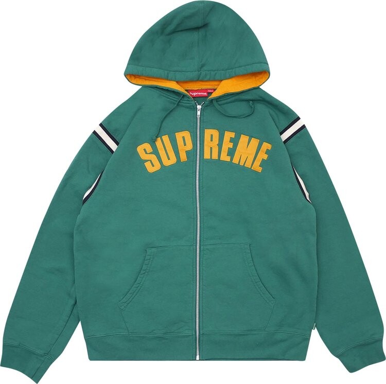 Толстовка Supreme Jet Sleeve Zip Up Hooded Sweatshirt 'Light Pine', зеленый — фото 2
