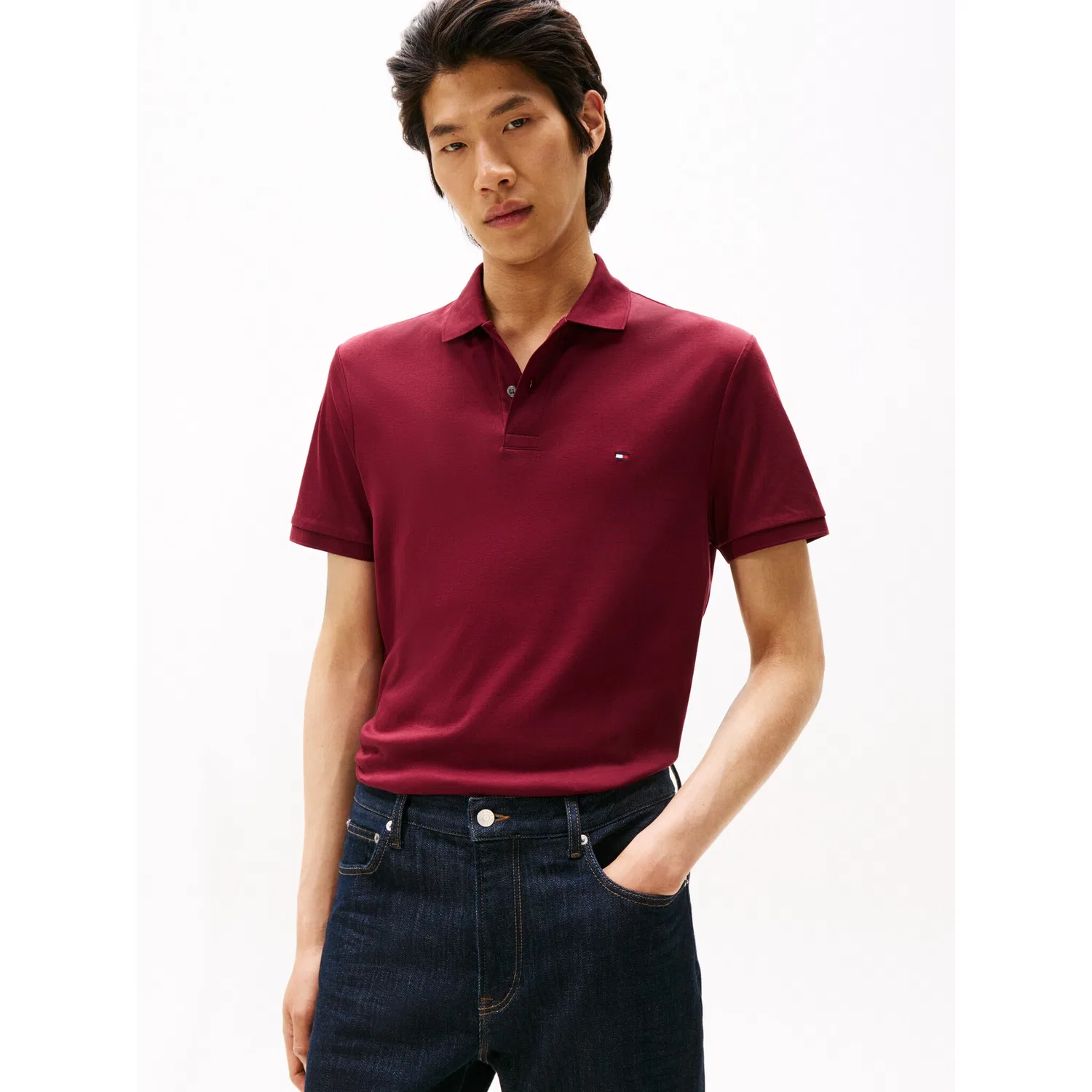 Мужское поло с логотипом Tommy Hilfiger, Deep Rouge