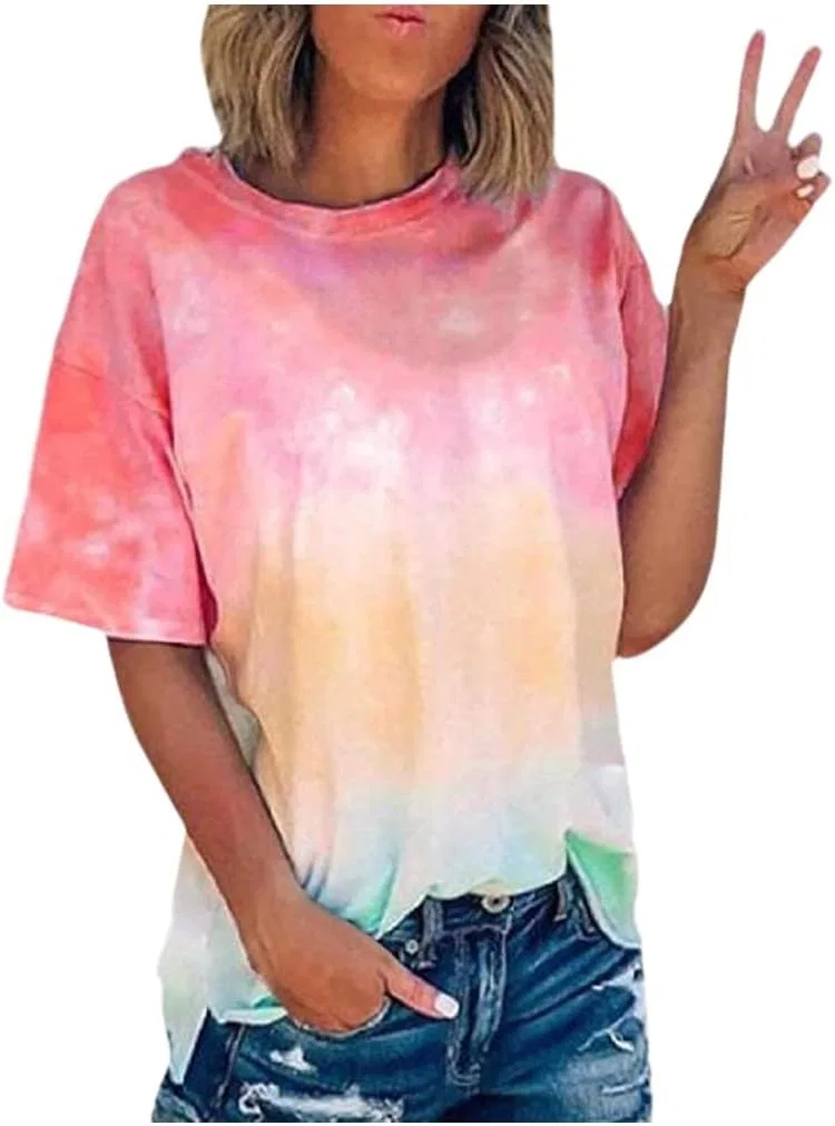 Женская свободная футболка Tie Dye, Wine