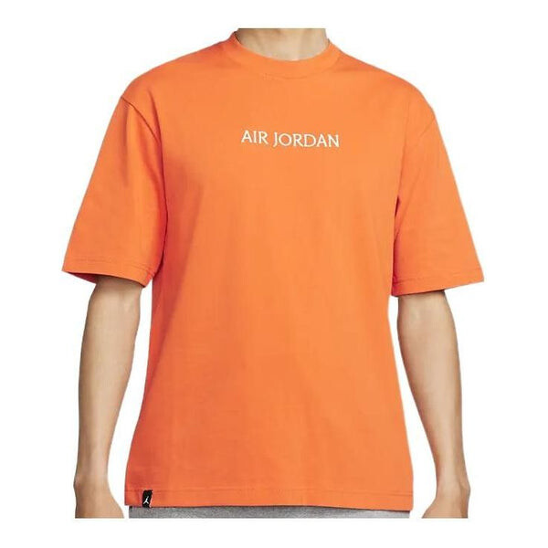 

Футболка Men's Air Jordan Solid Color Alphabet Logo Round Neck Short Sleeve Orange T-Shirt, оранжевый